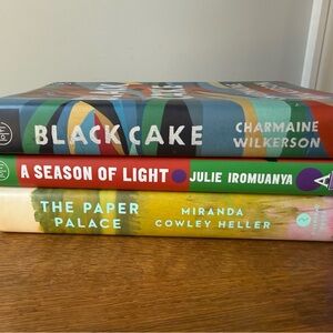 Book Club stack: Black Cake, A Season of Light, Paper Palace